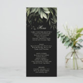 Elegantes Watercolor Grüne Menü auf schwarz Menükarte (Stehend Vorderseite)
