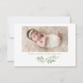 Elegantes Watercolor Grüne Muster Geburt Ankündigung (Rückseite)