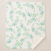 Elegantes Watercolor Grünfoliage Sherpadecke (Vorderseite)
