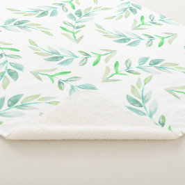 Elegantes Watercolor Grünfoliage Sherpadecke