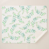 Elegantes Watercolor Grünfoliage Sherpadecke (Vorderseite (Horizontal))
