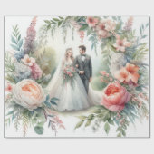 Elegantes Watercolor Hochzeitspapier Geschenkpapier (Flach)