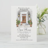 Elegantes Watercolor Holiday Open House Einladung (Stehend Vorderseite)