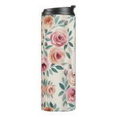 Elegantes Watercolor Hübsch Floral Monogramm Thermosbecher (Nach links gedreht)