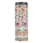 Elegantes Watercolor Hübsch Floral Monogramm Thermosbecher (Rückseite)