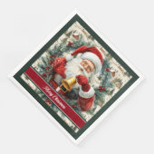 Elegantes Watercolor Klassisches Santa Party Napki Serviette (Ecke)