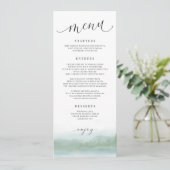 Elegantes Watercolor Lake & Trees Wedding Menu Menükarte (Stehend Vorderseite)