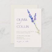 Elegantes Watercolor Lavendel Einladung zur Hochze (Vorne/Hinten)
