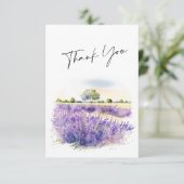 Elegantes Watercolor Lavender Blume Hochzeit Dankeskarte (Stehend Vorderseite)