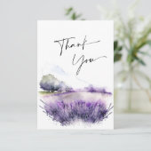 Elegantes Watercolor Lavender Blume Hochzeit Dankeskarte (Stehend Vorderseite)
