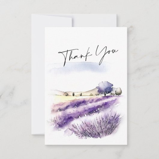 Elegantes Watercolor Lavender Blume Hochzeit Dankeskarte (Vorderseite)