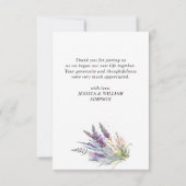 Elegantes Watercolor Lavender Blume Hochzeit Dankeskarte (Rückseite)