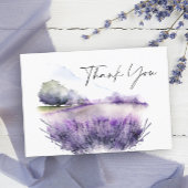 Elegantes Watercolor Lavender Blume Hochzeit Dankeskarte