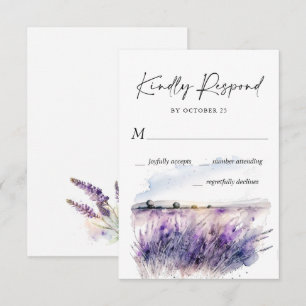 Elegantes Watercolor Lavender Blume Hochzeit RSVP Karte