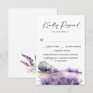 Elegantes Watercolor Lavender Blume Hochzeit RSVP Karte