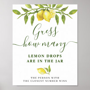 Elegantes Watercolor Lemon Brautparty Poster