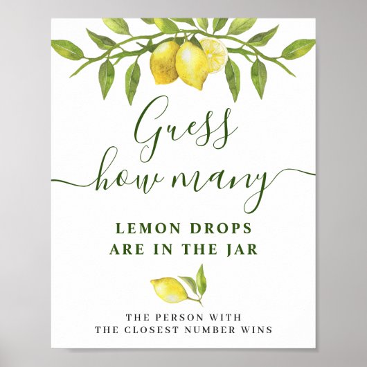 Elegantes Watercolor Lemon Brautparty Poster (Vorne)