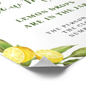 Elegantes Watercolor Lemon Brautparty Poster (Ecke)