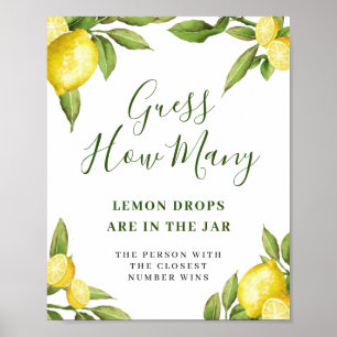 Elegantes Watercolor Lemon Brautparty Poster