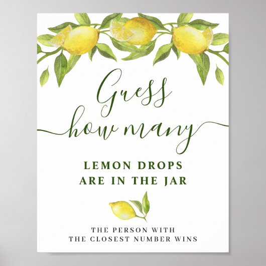 Elegantes Watercolor Lemon Brautparty Poster (Vorne)