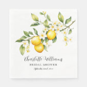 Elegantes Watercolor Lemon Brautparty Serviette (Vorderseite)