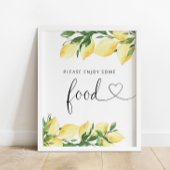 Elegantes Watercolor Lemon Food Sign Poster