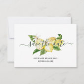 Elegantes Watercolor Lemon Tropical Wedding Script Save The Date (Vorderseite)