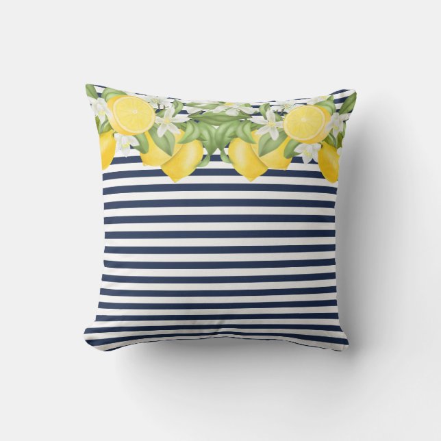 Elegantes Watercolor Lemons Lumbar Pillow Kissen (Vorderseite)