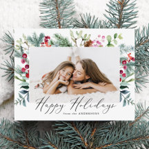 Elegantes Watercolor Lila Berries & Greenery Foto