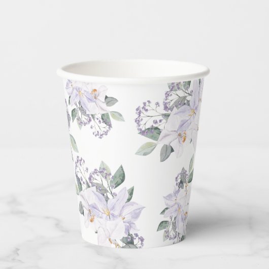 Elegantes Watercolor Lila Brautparty Pappbecher (Vorderseite)