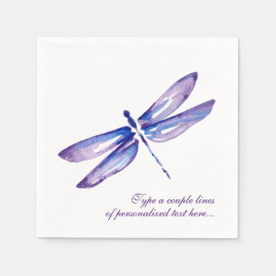 Elegantes Watercolor Lila Dragonfly Paper Napkins Serviette