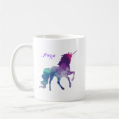 Elegantes Watercolor Lila Einhorn Kaffeetasse (Links)