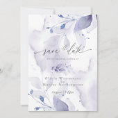 Elegantes Watercolor Lilac Foliage Save the Date Einladung (Vorderseite)