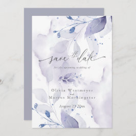 Elegantes Watercolor Lilac Foliage Save the Date Einladung