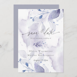 Elegantes Watercolor Lilac Foliage Save the Date Einladung