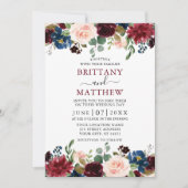 Elegantes Watercolor Mixed Floral Wedding Burgundy Einladung (Vorderseite)