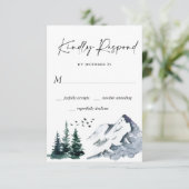 Elegantes Watercolor Mountains Forest Wedding RSVP Karte (Stehend Vorderseite)