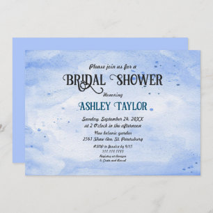 Elegantes Watercolor Navy Blue Rustic Brautparty Einladung