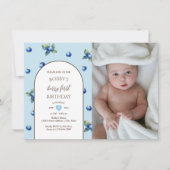 Elegantes Watercolor Niedlich Berry Erster Geburts Einladung (Vorderseite)