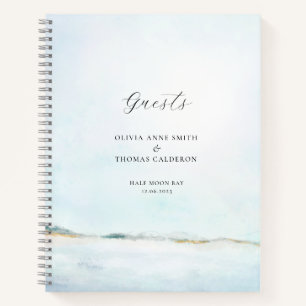 Elegantes Watercolor Ocean Beach Wedding Gästebuch Notizblock
