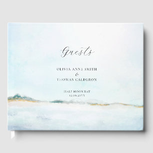 Elegantes Watercolor Oceanfront Wedding Guest Book Gästebuch