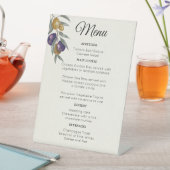 Elegantes Watercolor Olive Wedding Menu Sockelschild (In Situ)