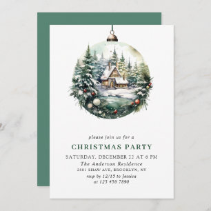 Elegantes Watercolor Ornament Weihnachten Party Einladung