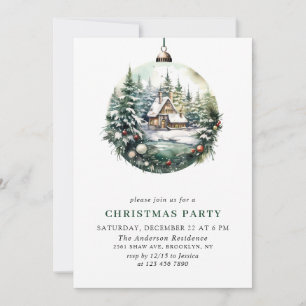 Elegantes Watercolor Ornament Weihnachten Party Einladung