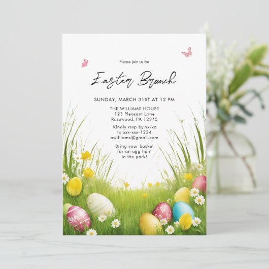 Elegantes Watercolor Osterfeiern Einladung (Stehend Vorderseite)