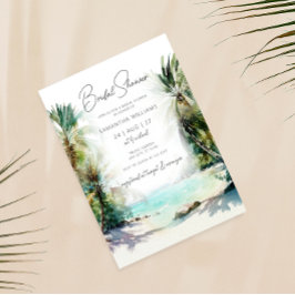Elegantes Watercolor Palm Tree Beach Brautparty Einladung