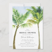Elegantes Watercolor Palm Tree Beach Brautparty Einladung (Vorderseite)