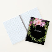 Elegantes Watercolor Peonies Wreath | Dein Name Notizblock (Innenseite)