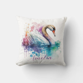 Elegantes Watercolor Personalisiert Swan Geburtsta Kissen