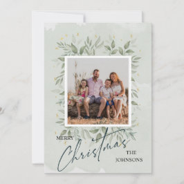 Elegantes Watercolor Personalisiertes Foto Weihnac Feiertagskarte